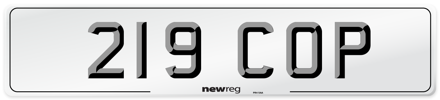 219 COP Number Plate from New Reg